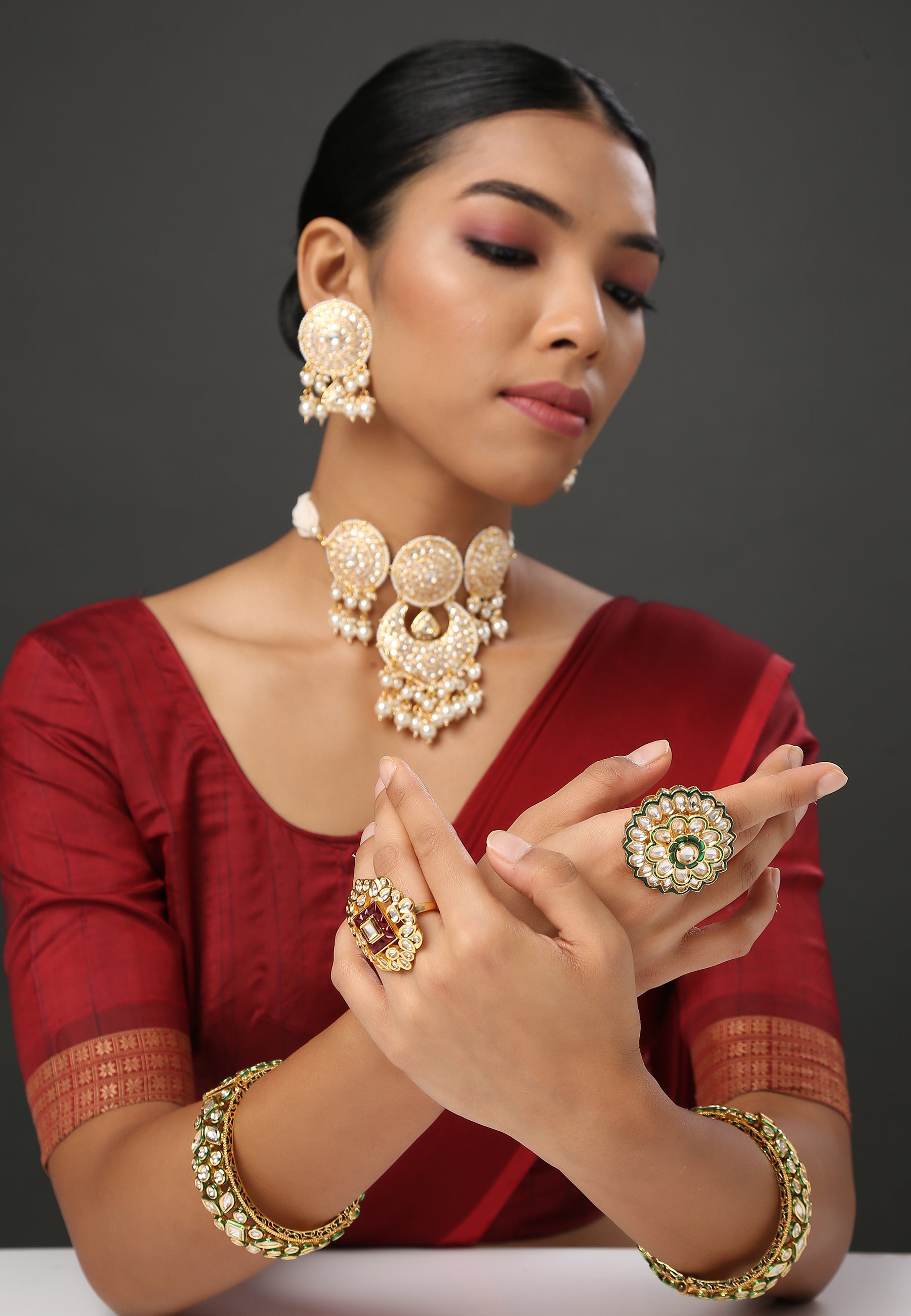 Buy Studio Voylla Rann Utsav Gold Toned Geometric Drop Earrings - Earrings  for Women 2429935 | Myntra